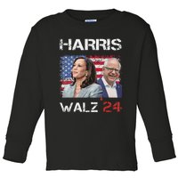 Harris Walz 2024 President Election Kamala Harris Tim Waltz Toddler Long Sleeve Shirt