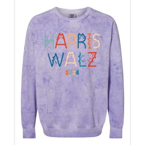 Harris Waltz 2024 Cat Lettering Positive Funny Cat Ladies Gift Colorblast Crewneck Sweatshirt