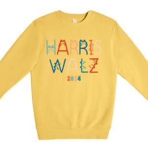 Harris Waltz 2024 Cat Lettering Positive Funny Cat Ladies Gift Premium Crewneck Sweatshirt