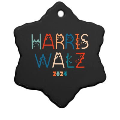 Harris Waltz 2024 Cat Lettering Positive Funny Cat Ladies Gift Ceramic Star Ornament