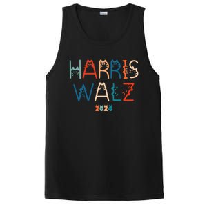 Harris Waltz 2024 Cat Lettering Positive Funny Cat Ladies Gift PosiCharge Competitor Tank