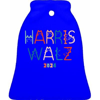 Harris Waltz 2024 Cat Lettering Positive Funny Cat Ladies Gift Ceramic Bell Ornament