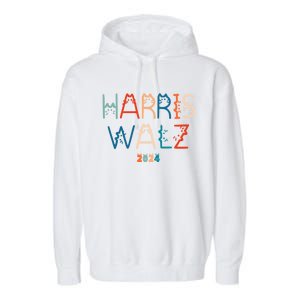 Harris Waltz 2024 Cat Lettering Positive Funny Cat Ladies Gift Garment-Dyed Fleece Hoodie