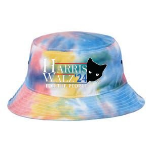 Harris Waltz 2024 For The People Cat Lady Kamala Harris 2024 Tie Dye Newport Bucket Hat