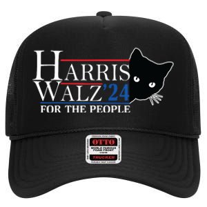 Harris Waltz 2024 For The People Cat Lady Kamala Harris 2024 High Crown Mesh Back Trucker Hat