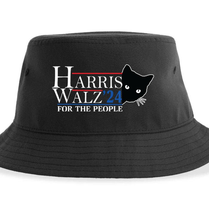 Harris Waltz 2024 For The People Cat Lady Kamala Harris 2024 Sustainable Bucket Hat