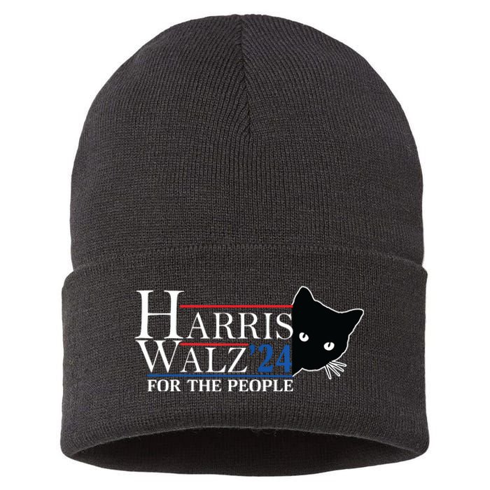 Harris Waltz 2024 For The People Cat Lady Kamala Harris 2024 Sustainable Knit Beanie