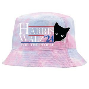 Harris Waltz 2024 For The People Cat Lady Kamala Harris 2024 Tie-Dyed Bucket Hat