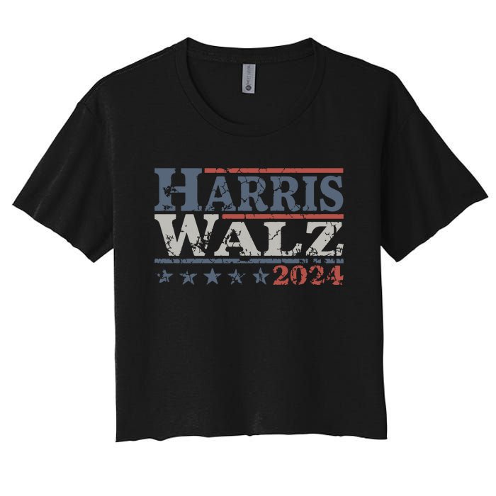 Harris Walz 2024 Election Kamala Harris Tim Waltz 2024 Women's Crop Top Tee