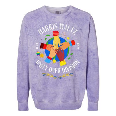 Harris Waltz 2024 Unity Over Division Husband Wife Colorblast Crewneck Sweatshirt