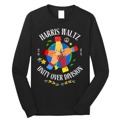 Harris Waltz 2024 Unity Over Division Husband Wife Long Sleeve Shirt