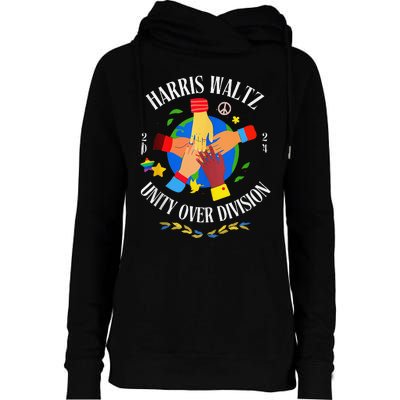 Harris Waltz 2024 Unity Over Division Husband Wife Womens Funnel Neck Pullover Hood