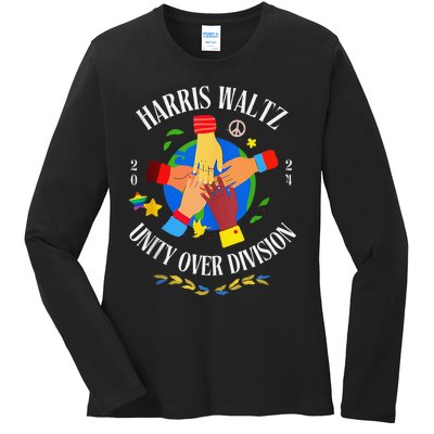 Harris Waltz 2024 Unity Over Division Husband Wife Ladies Long Sleeve Shirt