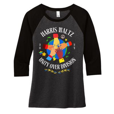 Harris Waltz 2024 Unity Over Division Husband Wife Women's Tri-Blend 3/4-Sleeve Raglan Shirt