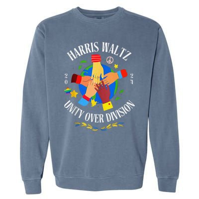 Harris Waltz 2024 Unity Over Division Husband Wife Garment-Dyed Sweatshirt