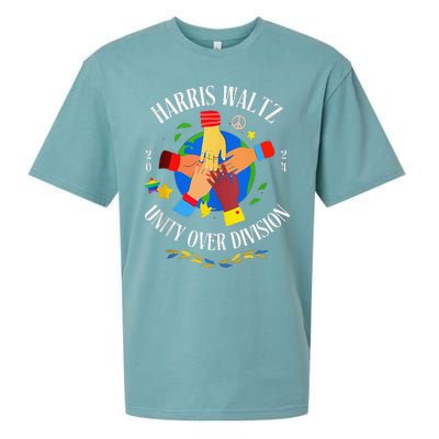 Harris Waltz 2024 Unity Over Division Husband Wife Sueded Cloud Jersey T-Shirt