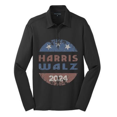 Harris Walz 2024 Election Kamala Harris Tim Waltz 2024 Silk Touch Performance Long Sleeve Polo