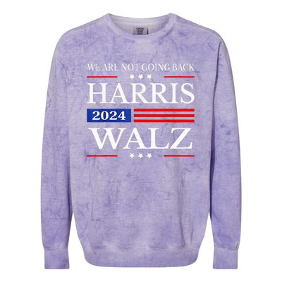 Harris Waltz 2024 WeRe Not Going Back Kamala Harris 2024 Colorblast Crewneck Sweatshirt