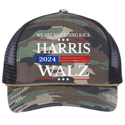 Harris Waltz 2024 WeRe Not Going Back Kamala Harris 2024 Retro Rope Trucker Hat Cap