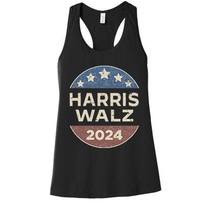 Harris Walz 2024 Waltz Retro Button Election Pocket Women's Racerback Tank