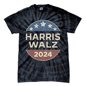 Harris Walz 2024 Waltz Retro Button Election Pocket Tie-Dye T-Shirt