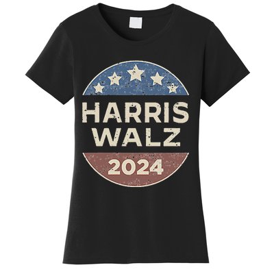 Harris Walz 2024 Waltz Retro Button Election Pocket Women's T-Shirt