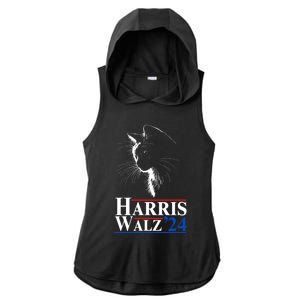 Harris Waltz 2024 Election Cat Ladies Kamala Harris Tim Walz Cute Gift Ladies PosiCharge Tri-Blend Wicking Draft Hoodie Tank