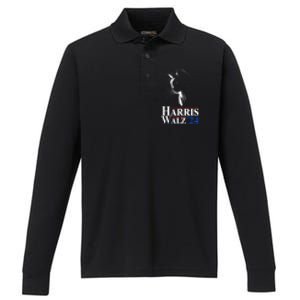 Harris Waltz 2024 Election Cat Ladies Kamala Harris Tim Walz Cute Gift Performance Long Sleeve Polo