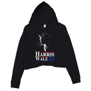 Harris Waltz 2024 Election Cat Ladies Kamala Harris Tim Walz Cute Gift Crop Fleece Hoodie