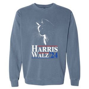 Harris Waltz 2024 Election Cat Ladies Kamala Harris Tim Walz Cute Gift Garment-Dyed Sweatshirt