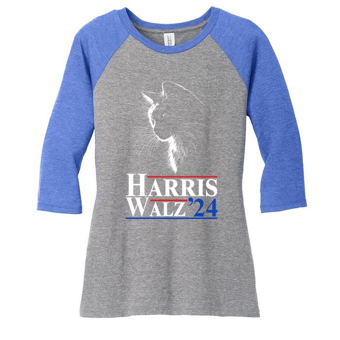 Harris Waltz 2024 Election Cat Ladies Kamala Harris Tim Walz Cute Gift Women's Tri-Blend 3/4-Sleeve Raglan Shirt