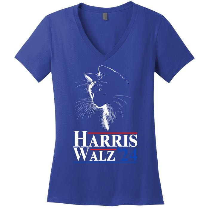 Harris Waltz 2024 Election Cat Ladies Kamala Harris Tim Walz Cute Gift Women's V-Neck T-Shirt