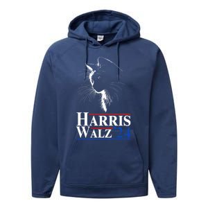 Harris Waltz 2024 Election Cat Ladies Kamala Harris Tim Walz Cute Gift Performance Fleece Hoodie