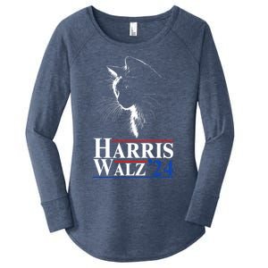 Harris Waltz 2024 Election Cat Ladies Kamala Harris Tim Walz Cute Gift Women's Perfect Tri Tunic Long Sleeve Shirt