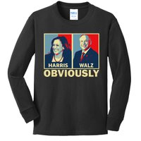 Harris Waltz 2024 Obviously Tim Walz Kamala Harris 2024 Kids Long Sleeve Shirt