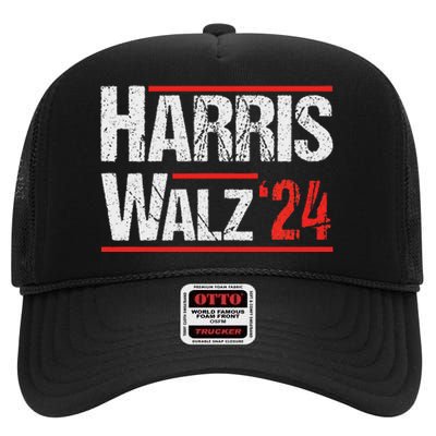 Harris Walz 24 Harris Waltz Campaign Democrat Supporters High Crown Mesh Back Trucker Hat