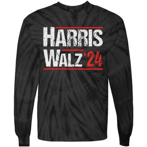 Harris Walz 24 Harris Waltz Campaign Democrat Supporters Tie-Dye Long Sleeve Shirt