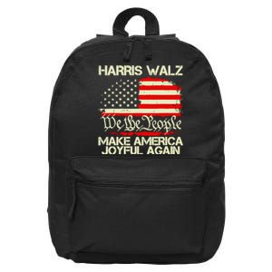 Harris Walz 2024 Make America Joyful Again We The People American Flag 16 in Basic Backpack