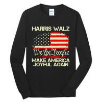 Harris Walz 2024 Make America Joyful Again We The People American Flag Tall Long Sleeve T-Shirt