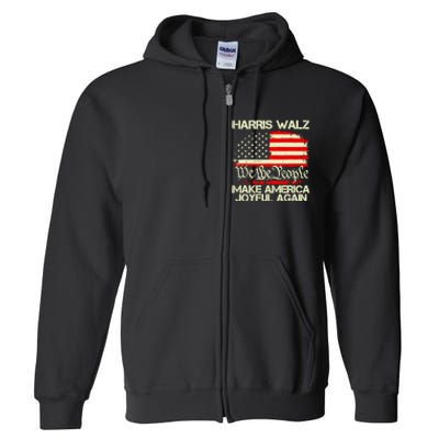 Harris Walz 2024 Make America Joyful Again We The People American Flag Full Zip Hoodie