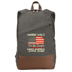 Harris Walz 2024 Make America Joyful Again We The People American Flag Cotton Canvas Backpack