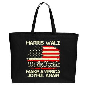 Harris Walz 2024 Make America Joyful Again We The People American Flag Cotton Canvas Jumbo Tote