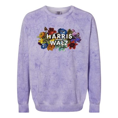 Harris Walz 2024 Floral Feminine Women Harris Waltz 2024 Colorblast Crewneck Sweatshirt