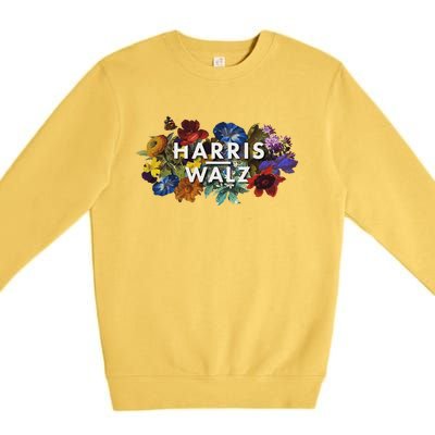 Harris Walz 2024 Floral Feminine Women Harris Waltz 2024 Premium Crewneck Sweatshirt