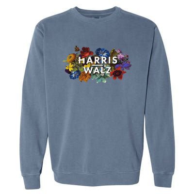 Harris Walz 2024 Floral Feminine Women Harris Waltz 2024 Garment-Dyed Sweatshirt