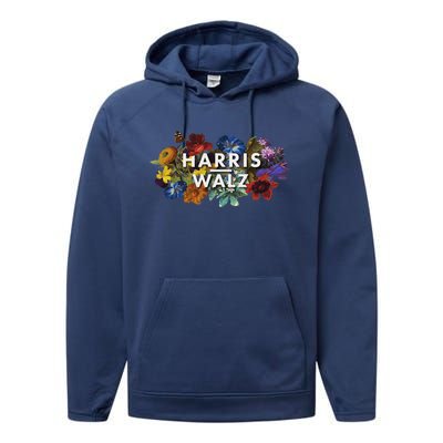 Harris Walz 2024 Floral Feminine Women Harris Waltz 2024 Performance Fleece Hoodie