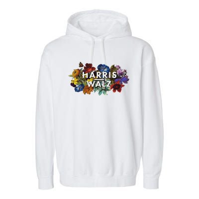 Harris Walz 2024 Floral Feminine Women Harris Waltz 2024 Garment-Dyed Fleece Hoodie