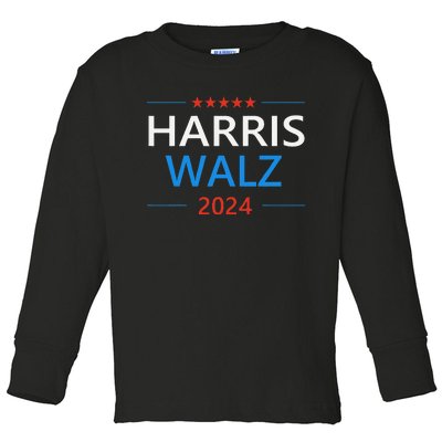 Harris Walz 2024 For President Patriotic Kamala Waltz 2024 Toddler Long Sleeve Shirt