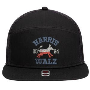 Harris Waltz 2024 Election Kamala Harris Tim Waltz 2024 7 Panel Mesh Trucker Snapback Hat