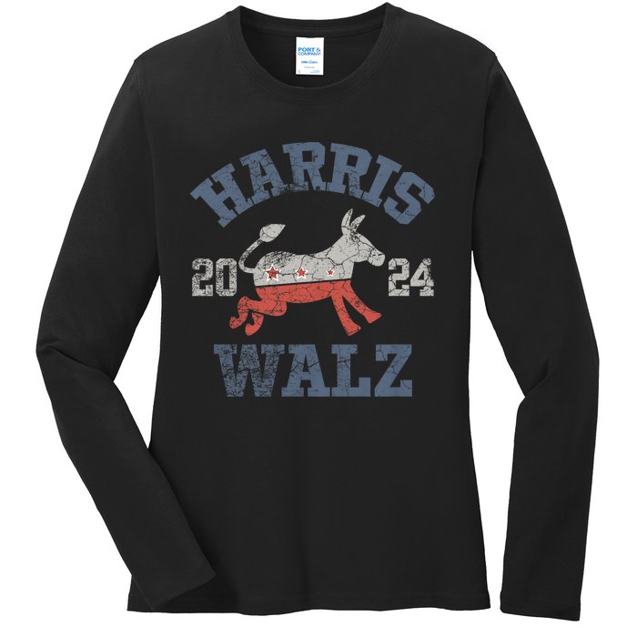 Harris Waltz 2024 Election Kamala Harris Tim Waltz 2024 Ladies Long Sleeve Shirt